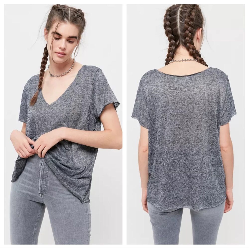 ⭐️ Project Social T Textured Knit V-Neck Tee Gray XS